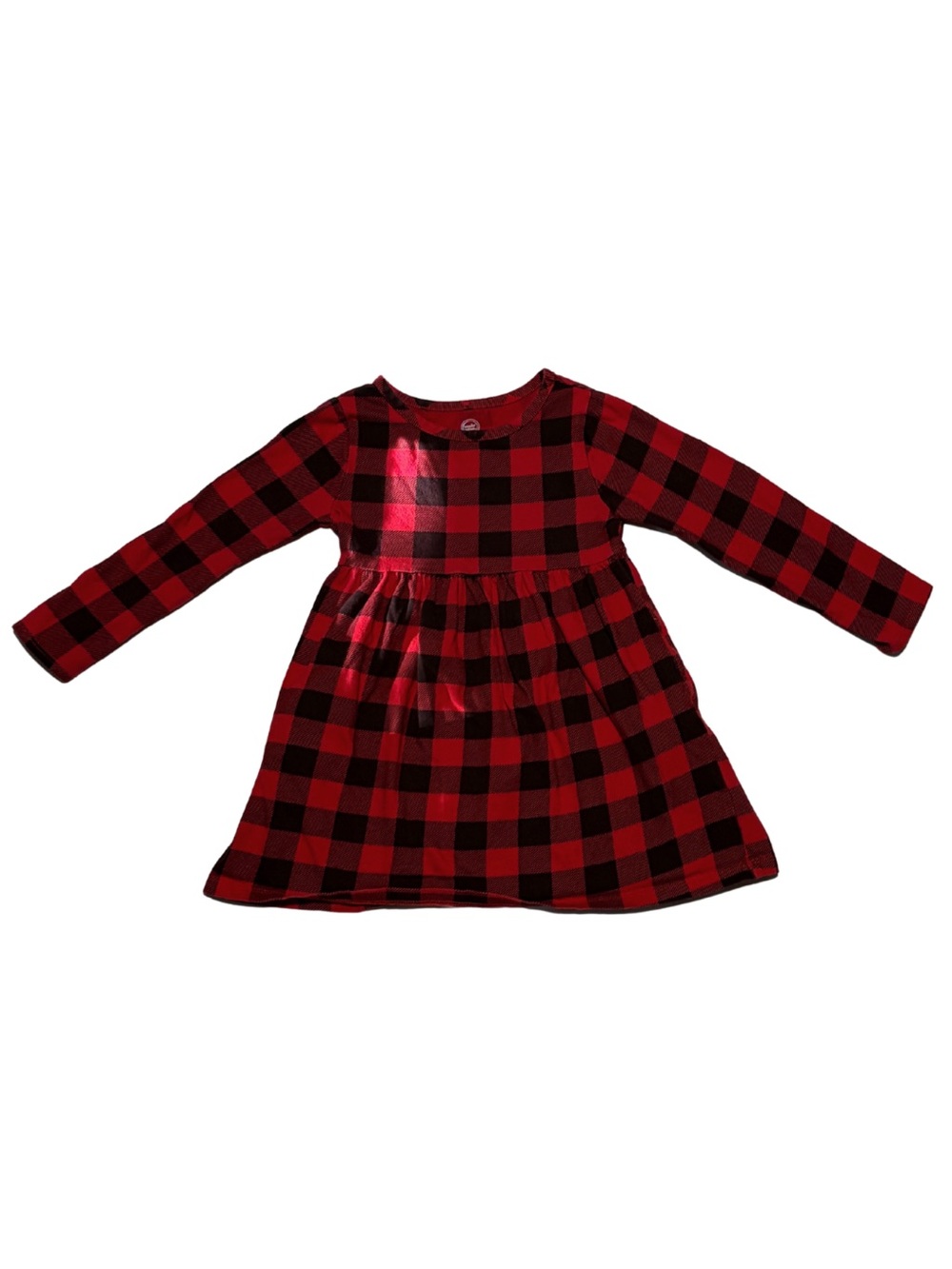 Red and Black Buffalo Plaid Long Sleeve Dress 3T